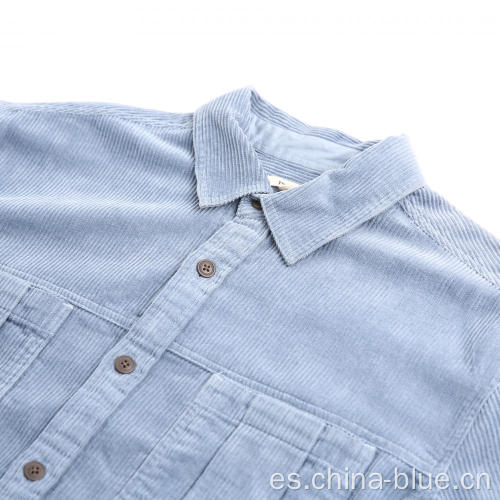 Camisa informal de pana de algodón 100%de algodón para hombres